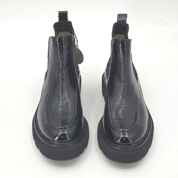 Sofft Samira Chelsea Boots Booties Womens Size 6 Black Crinkle Patent Leather - Picture 4 of 10